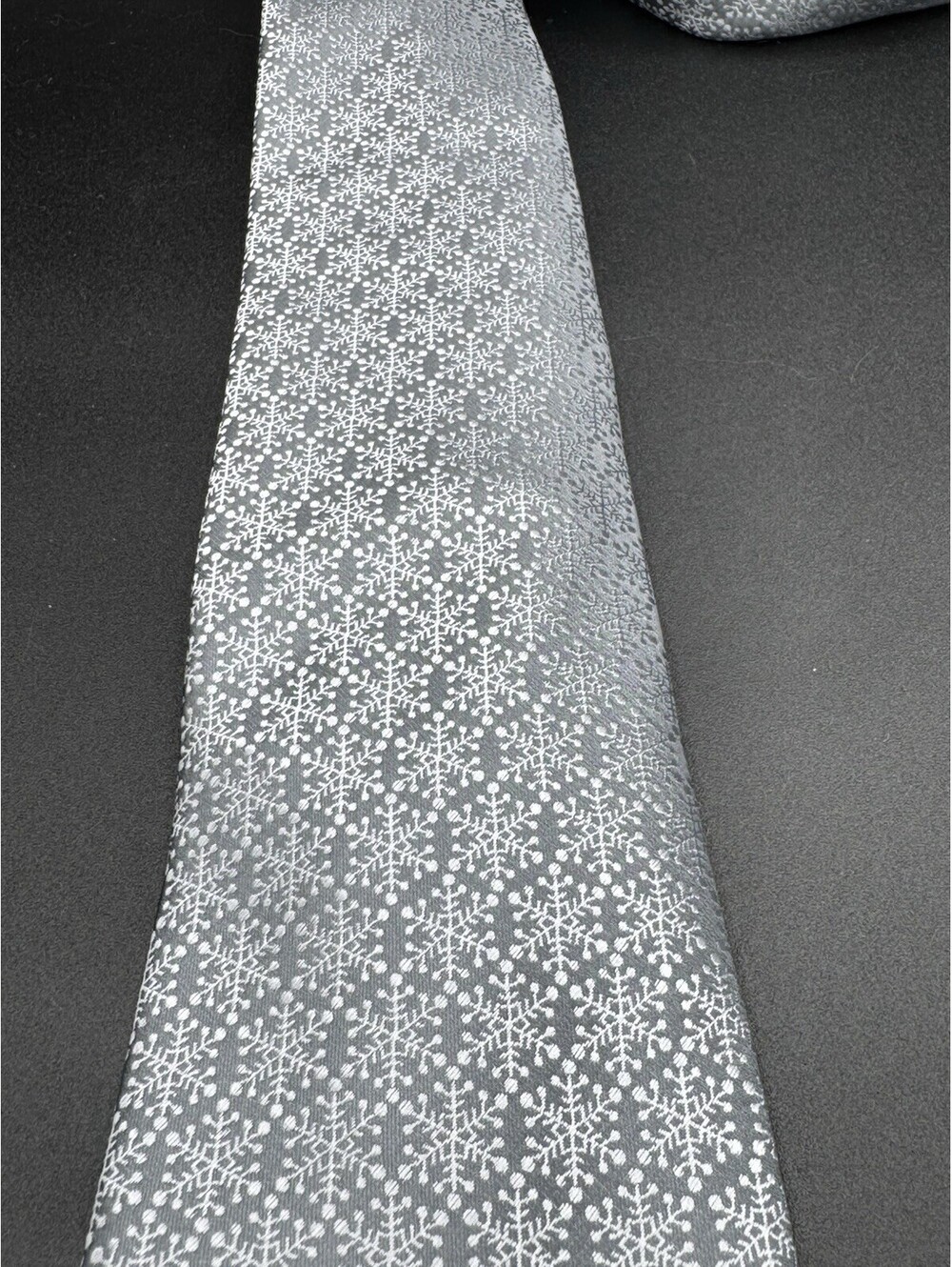 Ho Ho Ho Silver Snowflake Tie Winter Christmas 56” x 3.5” Holiday